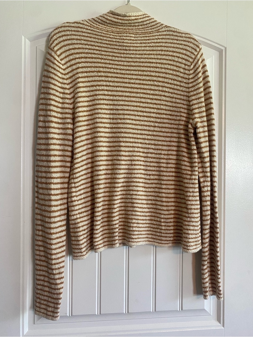 J. Crew Cream & Brown Striped Mockneck Sweater - Picture 8 of 10